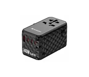 Verbatim UTA-10 Universal-Reiseadapter / 2x USB-C PD 100 W / USB-C PD 65 W / USB-A QC 3.0