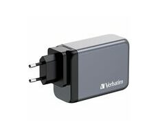 Verbatim GNC-240 Reiseadapter / GaN / 3x USB-C PD 140W.100w.65W / USB-A QC 3.0