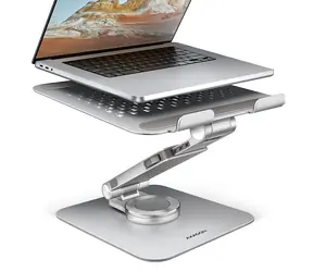 Axagon STND-LR, Aluminiumständer für Laptops von 10" bis 17,3" mit verstellbarer Höhe, Neigung und 360°-Drehung, grau