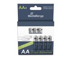 MediaRange wiederaufladbarer USB-C Li- ION Akku Mignon AA / 1400mAh / 1,5V / 4Stk