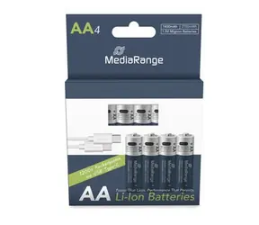 MediaRange wiederaufladbarer USB-C Li- ION Akku Mignon AA / 1400mAh / 1,5V / 4Stk