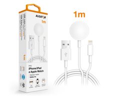 Aligator 2-in-1 Ladekabel für iPhone/iPad und Apple Watch / weiß
