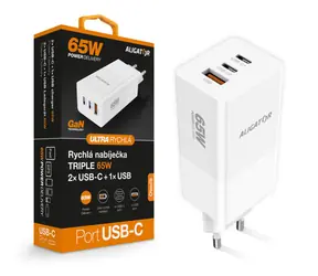 Aligator Schnellladegerät GaN / PD 65W / 2xUSB-C / 1xUSB-A / weiß