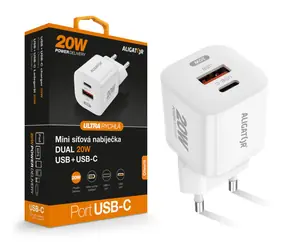Aligator Schnellladegerät Mini / PD 20W USB + USB-C / weiß
