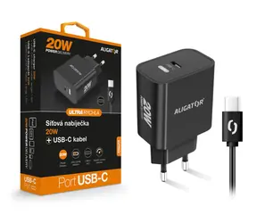 Aligator Schnellladegerät PD 20W USB-C / USB-C/USB-C / schwarz
