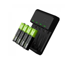 Green Cell GRADGC01 / Akkuladegerät für 4 AA NiMH Akkus / Laden einzelner Zellen / 4 AA 2000mAh Akkus / 0,5W