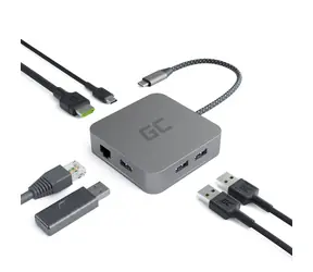 Green Cell AK61 / Dockingstation / 3xUSB 3.0 / HDMI 4K (30Hz) / Ethernet 1Gbps / USB-C