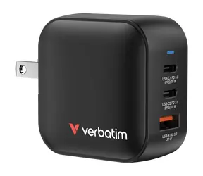 Verbatim 32229 Reise-Universal-Mini-GaN-Ladeadapter 70 W Grau / 2x USB-C / 1x USB-A / QC / PD