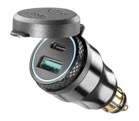 Interphone DIN-Adapter mit 1 x USB und 1 x USB-C Ausgang für Motorräder schwarz