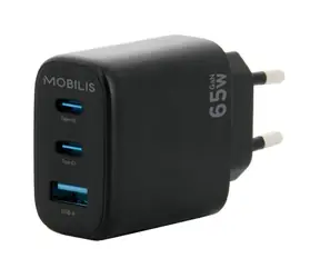 Mobilis Wandladegerät 65W schwarz / 2x USB-C / 1x USB-A