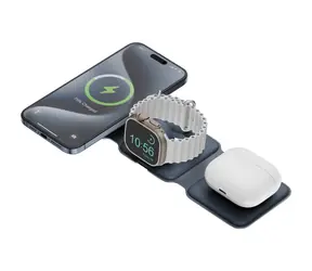 Energea GoMag Trio PLUS faltbares kabelloses Ladegerät blau / für iPhone & Apple Watch & AirPods / 15W