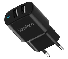 YENKEE YAC 2024 schwarz / Dual USB Ladegerät / 2x USB-A / max 12W / 2,4A 