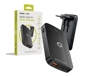 Mobile Origin 65W GaN III Slim Charger Dual USB-C/Single USB-A schwarz / kompaktes Ladegerät / 65W