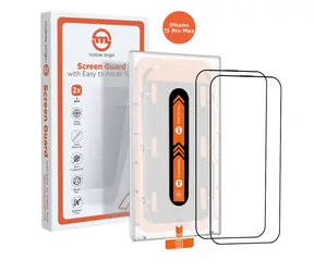 Mobile Origin Orange Screen Guard Schutzglas für Apple iPhone 15 Pro Max mit Applikator / 2 Stück
