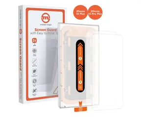 Mobile Origin Orange Screen Guard Schutzglas für Apple iPhone 15 Pro Max/15 PLUS mit Applikator / 2 Stück