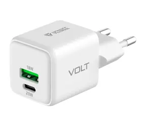 YENKEE YAC G38 VOLT weiß / Ladegerät / 1x USB-A 18W / 1x USB-C 20W / PD 3.0 / QC 3.0