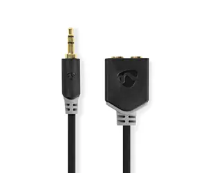 Nedis Stereo-Audiokabel Klinke 3,5 mm (M) - 2x Klinke 3,5 mm (F) 0,20 m schwarz