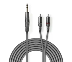 Nedis Stereo-Audiokabel 6,35 mm Klinke (M) - 2x Cinch (M) 3,00 m Dunkelgrau