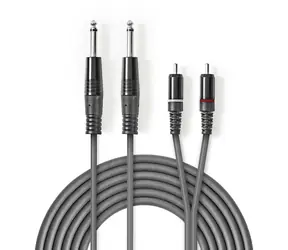 Nedis Stereo-Audiokabel 2x 6,35 mm Klinke (M) 2x Cinch (M) 5,00 m Rund dunkelgrau