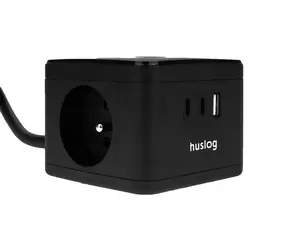 Huslog Ladestation 12W schwarz / 2x Steckdose / 2x USB-C / 1x USB-A