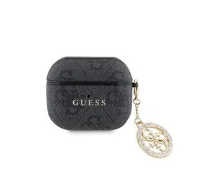 Guess 4G Script PC/PU Charm Case für AirPods 3 Schwarz