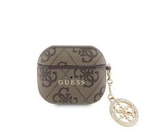 Guess 4G Script PC/PU Charm Case für AirPods 3 Braun