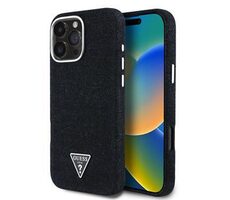 Guess Denim Triangle Logo MagSafe Backcover für iPhone 16 Pro Schwarz