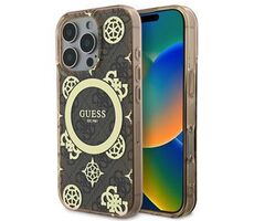Guess IML 4G Peony MagSafe Backcover für iPhone 16 Pro Braun
