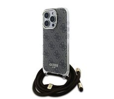 Guess IML 4G Printed Crossbody Strap Back Cover für iPhone 16 Pro Braun