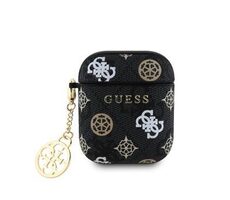 Guess PU 4G Peony Charm Case für AirPods 1/2 Schwarz