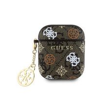 Guess PU 4G Peony Charm Case für AirPods 1/2 Braun
