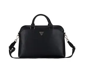Guess Laptoptasche aus genarbtem PU mit Dreieck Logo , 13/14/15 Zoll, Schwarz