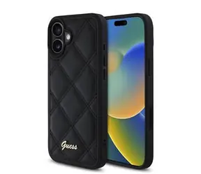 Guess PU-Leder Gesteppte Rückseite für iPhone 16 PLUS Schwarz