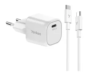 YENKEE YAC G35WH SET VOLT weiß / Ladegerät / 35W / USB-C / USB-C & USB-C Kabel / PD 3.0