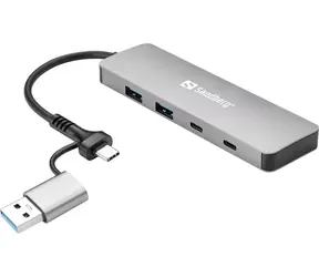 Sandberg Hub Silber / USB-C/A auf 2 x USB-A & 2 x USB-C 