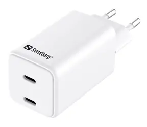 Sandberg Ladeadapter weiß / 2x USB-C PD 65W 