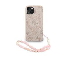 Guess PU-Leder 4G Farbiges Ringband MagSafe Back Cover für iPhone 13 Pink