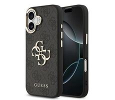Guess PU-Leder 4G Metall Logo Goldrahmen Backcover für iPhone 17 Schwarz
