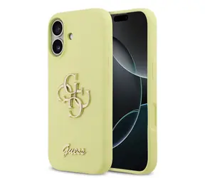 Guess Liquid Silicone 4G Metal Logo Backcover für iPhone 17 Gelb