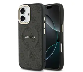 Guess PU Leder 4G Gold Frame MagSafe Back Cover für iPhone 17 Schwarz