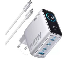Anker Wandladegerät Silber / 3xUSB-C & 1xUSB / 140W
