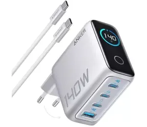 Anker Wandladegerät Silber / 3xUSB-C & 1xUSB / 140W
