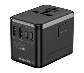 Mobile Origin GaN 35W Reiseadapter PW4 / Ladegerät / EU/UK/US/AUS / 3x USB-C + 2x USB-A