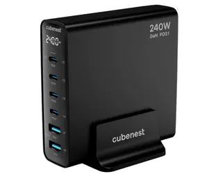 Cubenest S6D0 GaN 240W schwarz / 4× USB-C / 2× USB-A / 5A / GaN / Power Delivery 3.1