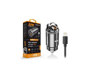 Aligator Mini-Autoladegerät Power Delivery 30 W, USB-C + USB-A / USB-C-Kabel für iPhone/iPad