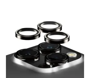 PanzerGlass HoOps Kameraschutzringe für Apple iPhone 16 Pro/15 Pro/16 Pro Max/15 Pro Max - Schwarzes Aluminium