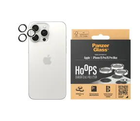 PanzerGlass HoOps Kameralinsenschutzringe für Apple iPhone 16 Pro/15 Pro/16 Pro Max/15 Pro Max - Weißes Aluminium