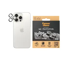 PanzerGlass HoOps Kameralinsenschutzringe für Apple iPhone 16 Pro/15 Pro/16 Pro Max/15 Pro Max - weißes Titan