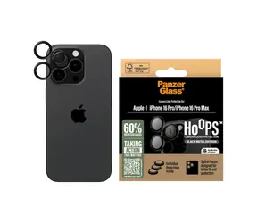 PanzerGlass HoOps Kameraschutzringe für Apple iPhone 16 Pro/15 Pro/16 Pro Max/15 Pro Max - Schwarzes Aluminium