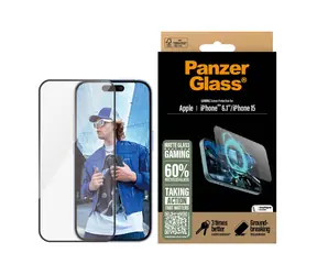 PanzerGlass Gaming Apple iPhone 16/15 mit Installationsrahmen